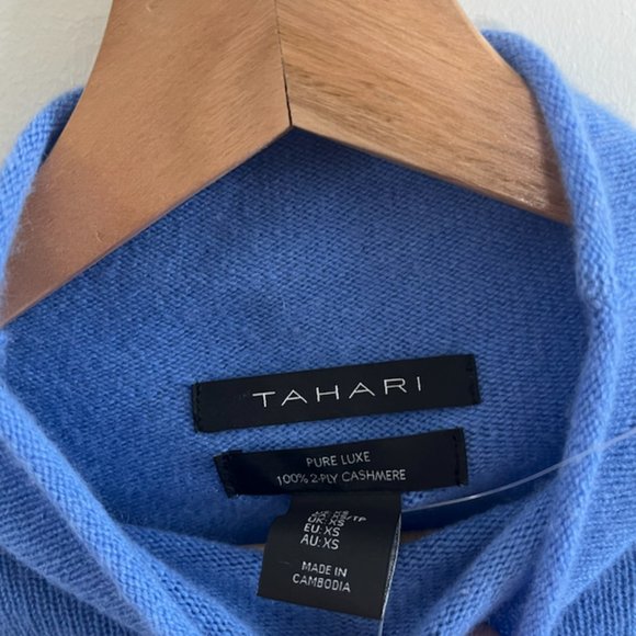 Tahari 2-Ply Blue Cashmere turtleneck Sweater - Picture 2 of 6